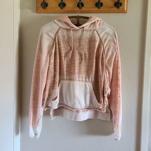 Free People Pink Burnout Ripped Hoodie